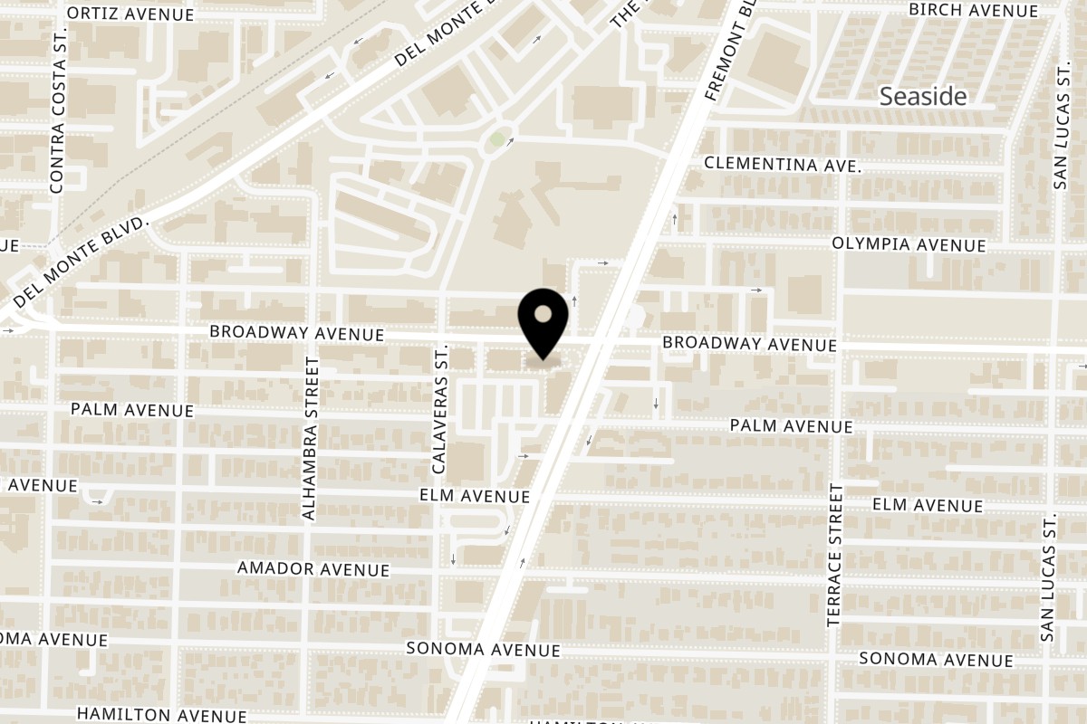 Map showing the location of BADA KOREAN KITCHEN on 880 Broadway Ave C-5 in Seaside